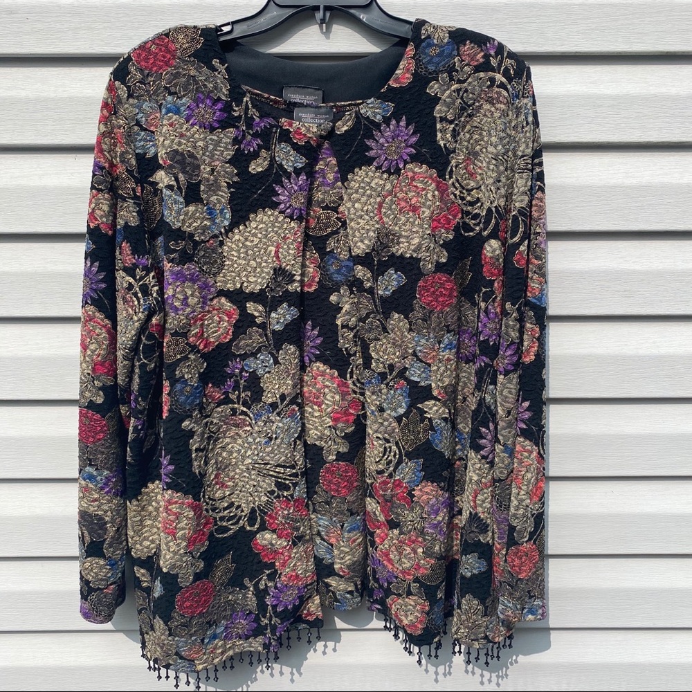 dressbarn Black & Gold Floral Twin Set Size 22/24W